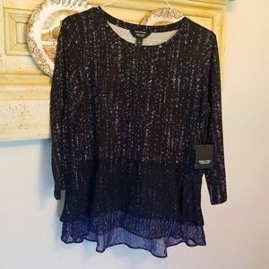 Simply Vera, Vera Wang Chiffon Hem top, black/purple